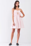 Baby Pink Sleeveless Sweetheart Neck Gathered Top Detail Mini Dress /4-2 - Tasha Apparel Wholesale