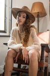 Cream Textured Dot Mesh Button Up Tie Waist Mini Dress /2-2 - Tasha Apparel Wholesale