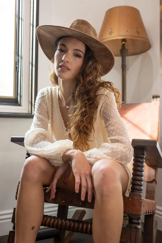 Cream Textured Dot Mesh Button Up Tie Waist Mini Dress /2-2 - Tasha Apparel Wholesale