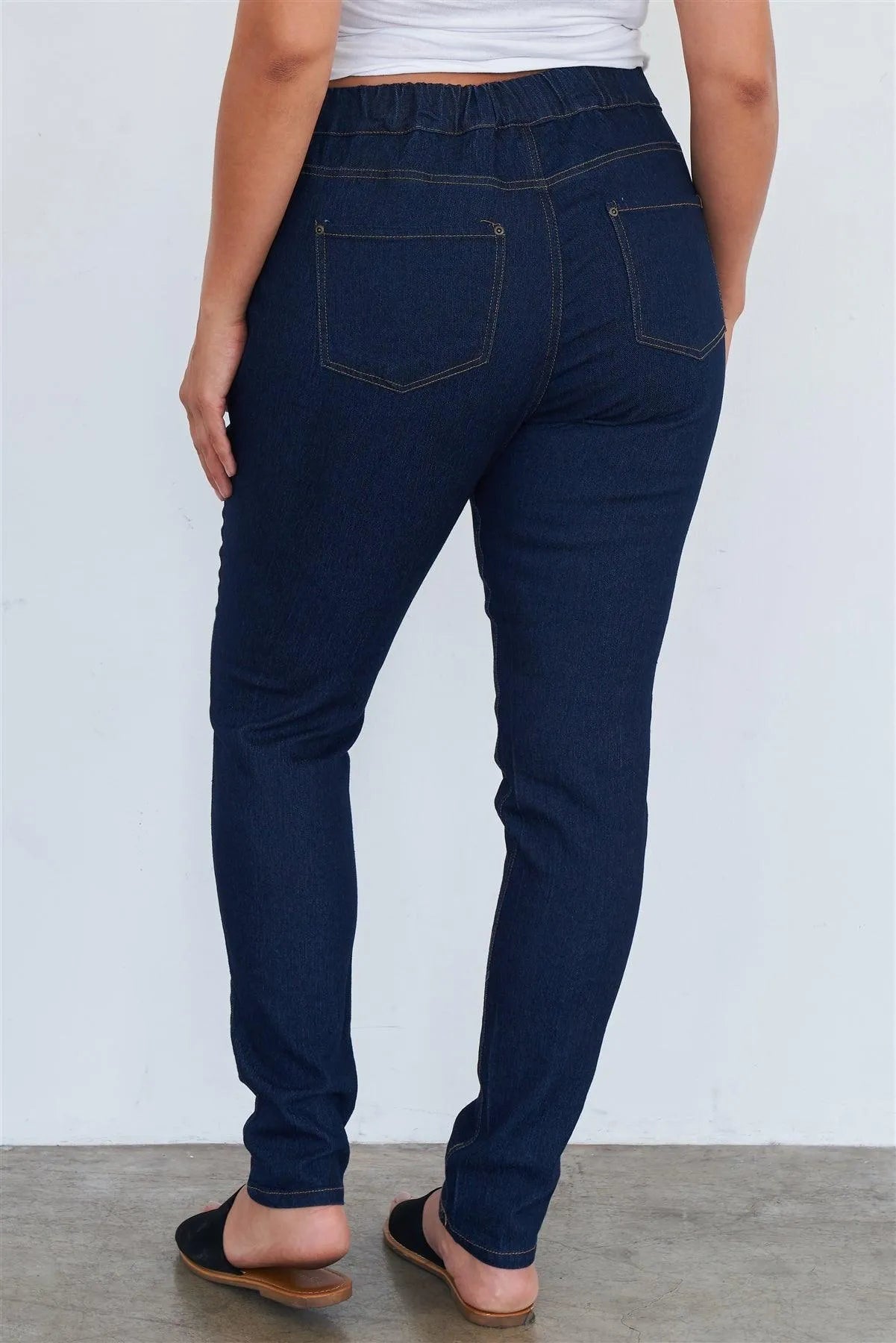 Junior Plus Dark Denim High Waisted Stretchy Jeggings /2-2-2 - Tasha Apparel Wholesale