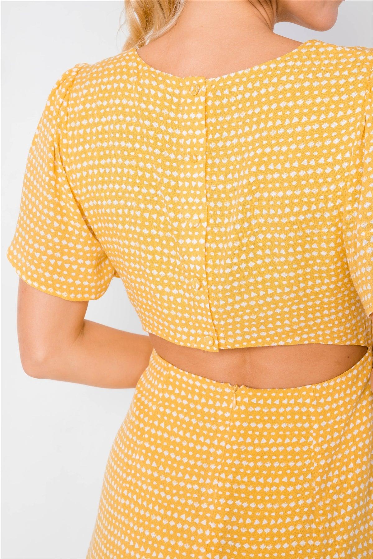 Yellow V-neck Open Back Mini Chic Sundress /3-2-1