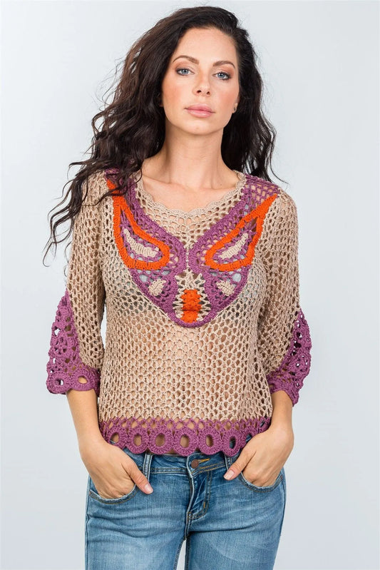 Bohemian Mocha Knitted Top /3-3 - Tasha Apparel Wholesale