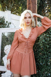 Ginger Textured Lace Up Waist Ruffled Collar Mini Dress /3-2-1 - Tasha Apparel Wholesale