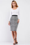 Black And White Leopard Print High Waisted Pencil Skirt / 1-2-2-1 - Tasha Apparel Wholesale
