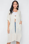 Cream Knit Side Tie Light Button Closure Cardigan /3-3 - Tasha Apparel Wholesale