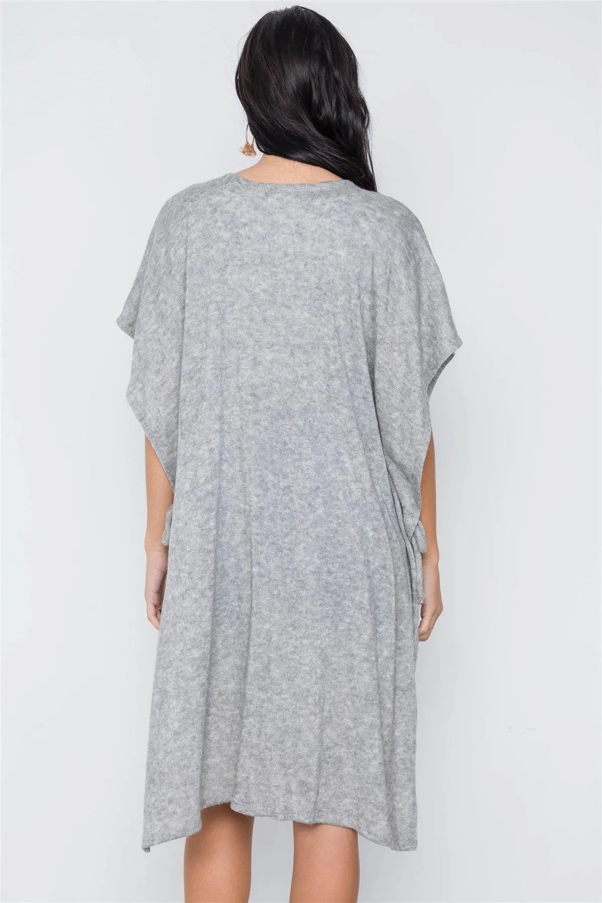 Grey Knit Side Tie Light Button Closure Cardigan /3-3 - Tasha Apparel Wholesale