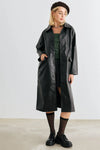 Black Faux Leather Button-Up Two Pocket Coat /1-2-2-1 - Tasha Apparel Wholesale