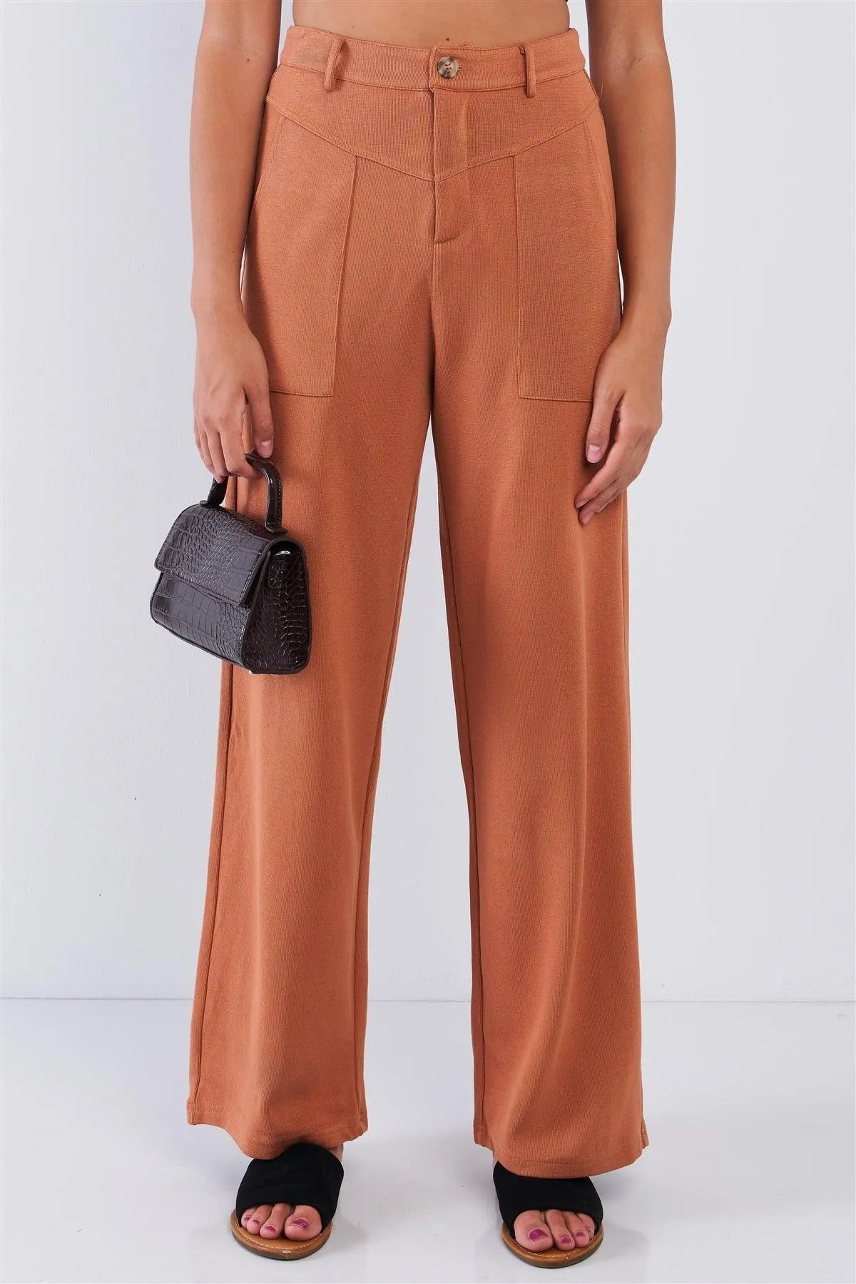 High Waisted Stretchy High Quality Casual Pant Relaxed Fit Camel Pant /3-2-1 - Tasha Apparel Wholesale