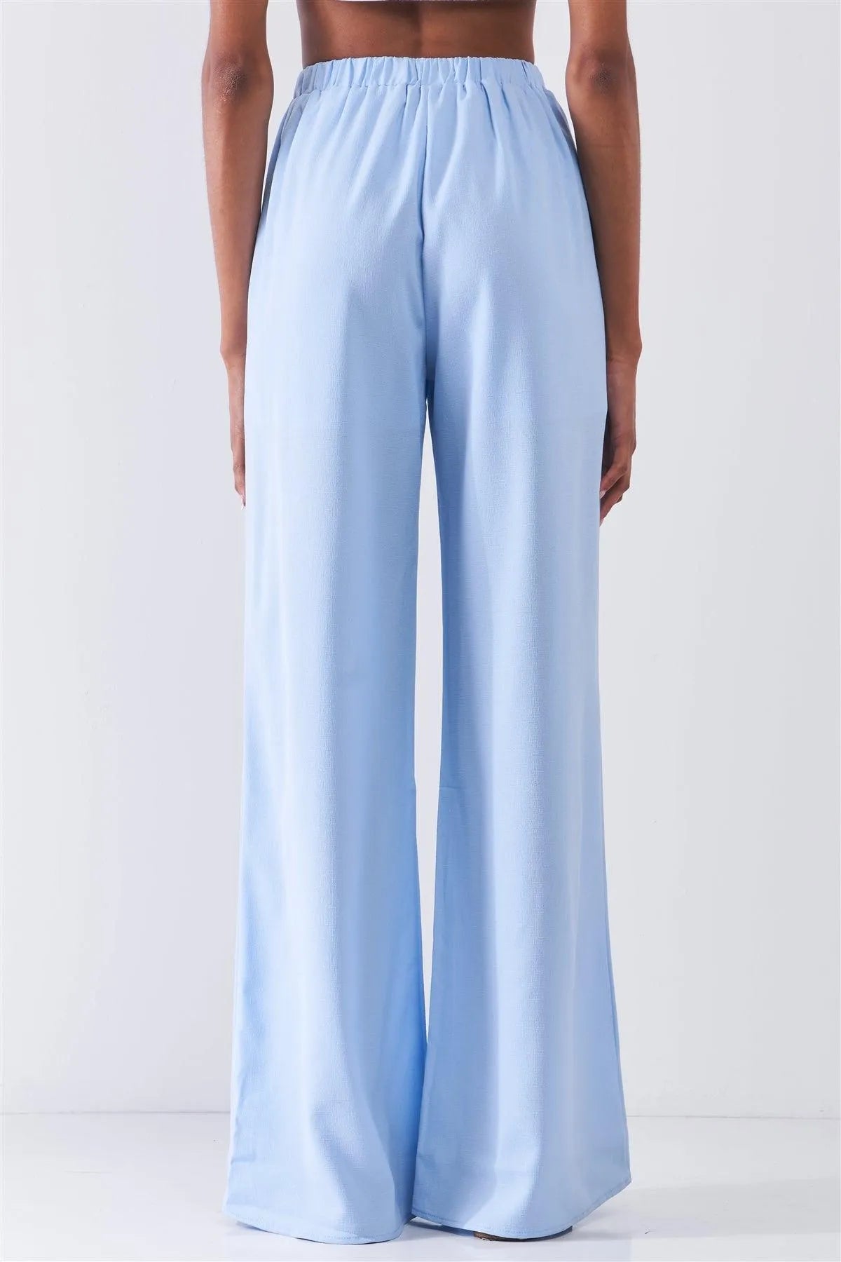 Endless Summer Sky Blue High Waist Flowy Wide Leg Pants /1-2-2-1 - Tasha Apparel Wholesale