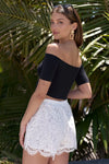 Off-White Crochet Boho High Waist Lined Mini Shorts With Two Front Pockets /1-2-2-1 - Tasha Apparel Wholesale