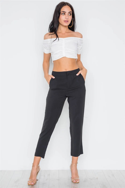 Black Mid-Rise Skinny Leg Pants /3-2-1 - Tasha Apparel Wholesale