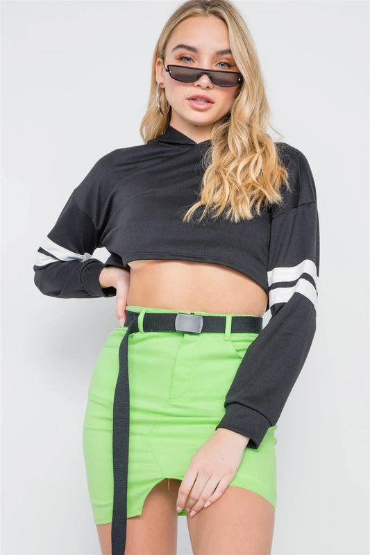 Neon Green High-Waist Solid Denim Mini Skirt /3-2-1 - Tasha Apparel Wholesale