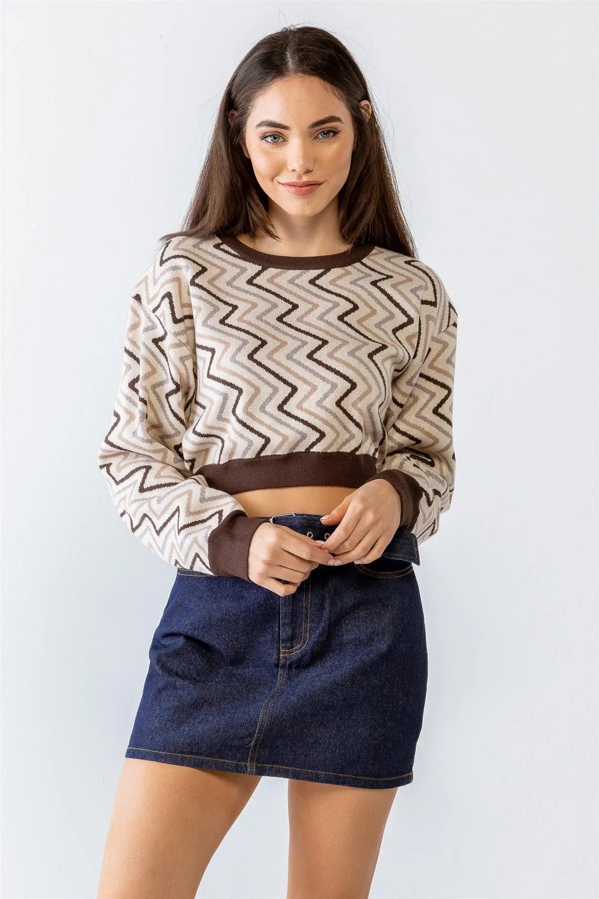 Indigo Denim Cotton High Waist Belted Five Pocket Mini Skirt /1-2-2-1 - Tasha Apparel Wholesale