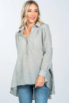 Black Front Button Up Loose Boho Blouse /2-2-2 - Tasha Apparel Wholesale