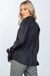 Black Tie-Sleeves Back Button Closure Shirt /3-2-1 - Tasha Apparel Wholesale