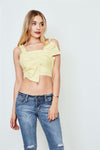 Yellow Sleeveless Bow Front Crop Cami Top /3-2-1