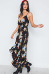Black Floral Print High-Low Maxi Dress /1-2-2-1