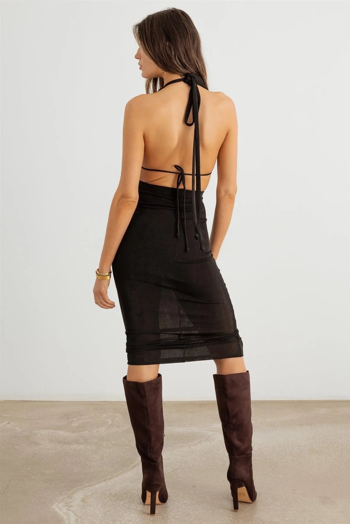 Triangle Halter Neck Top & High Waist Midi Skirt Set - Tasha Apparel Wholesale
