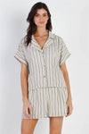 Cream & Navy Stripe Shirt & Short Set /1-2-2 - Tasha Apparel Wholesale