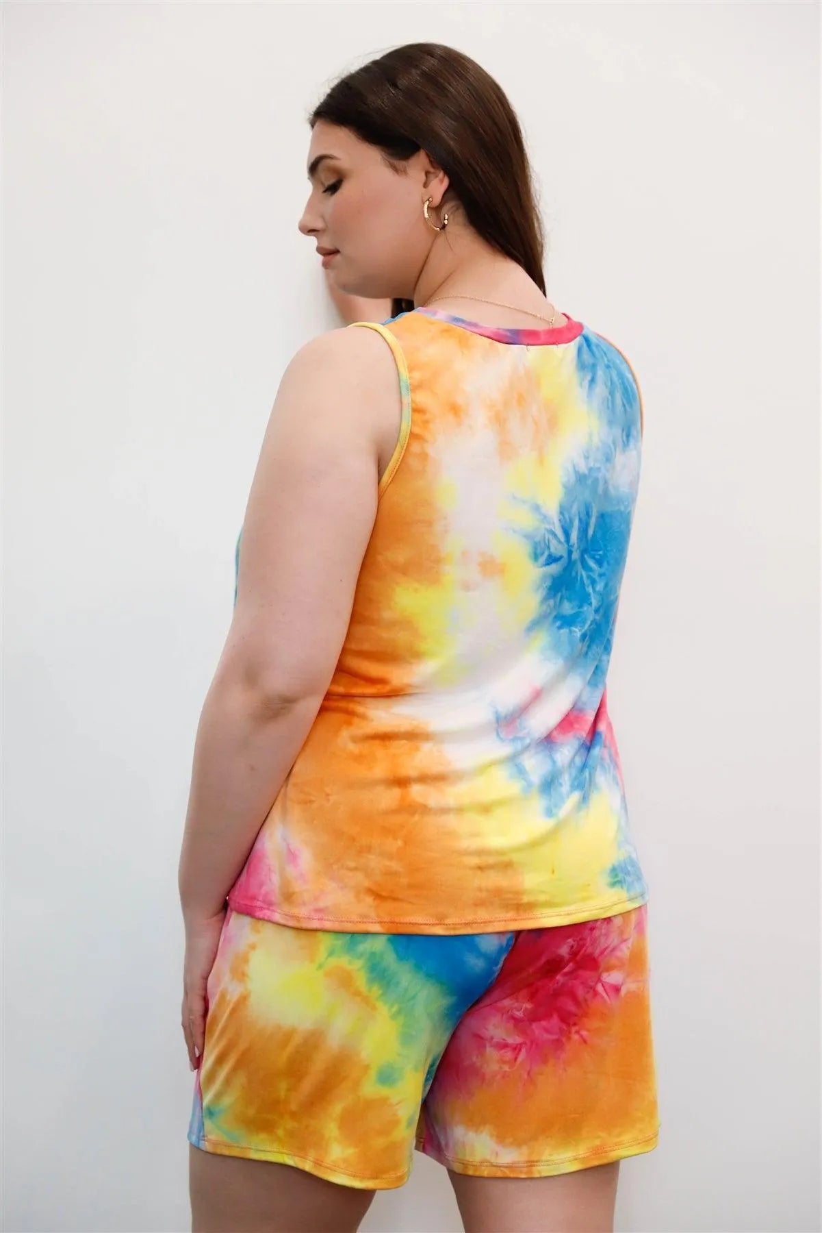 Plus Size Tie-Dye Sleeveless Sleepwear Loungewear Set - Tasha Apparel Wholesale