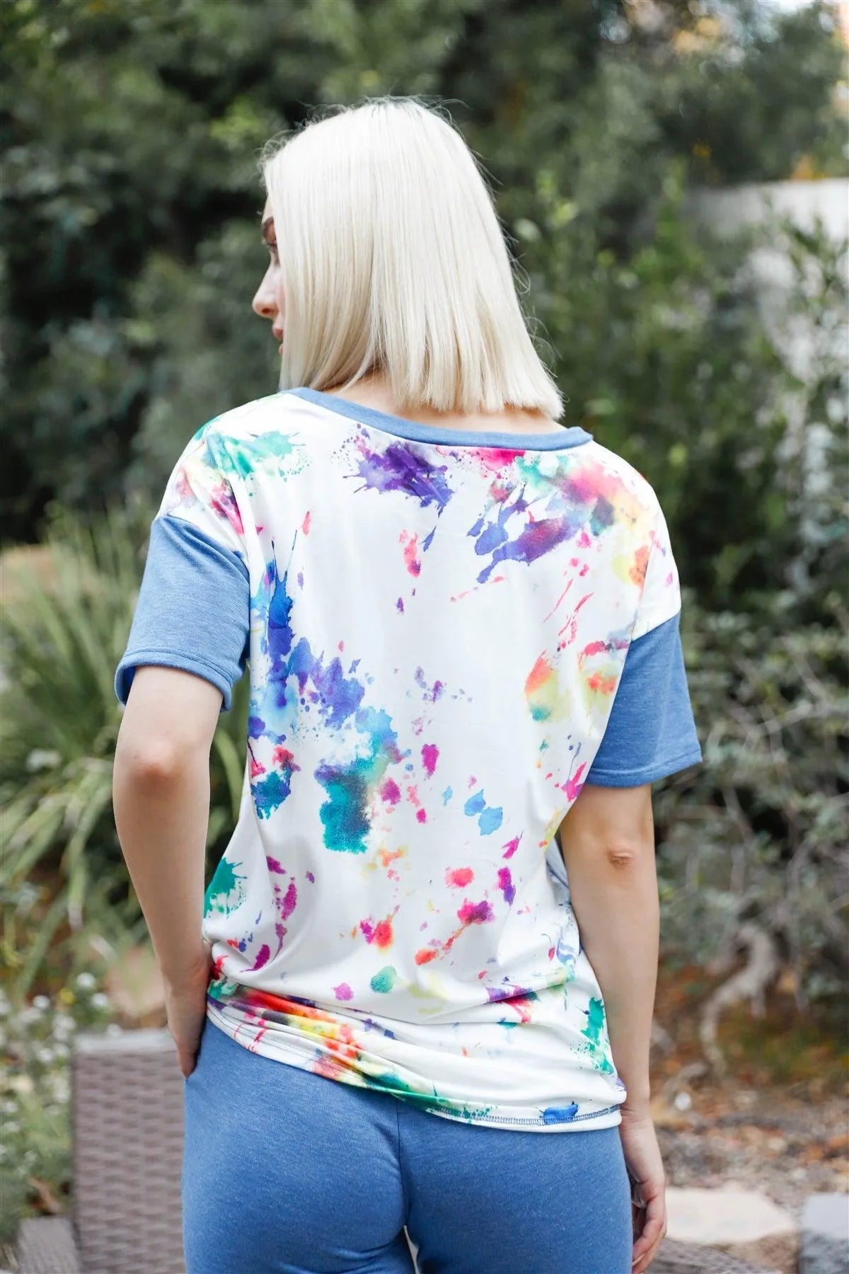 Multi Blush Tie-Dye Short Sleeve Top & Sweatpants Set /1-1-1 - Tasha Apparel Wholesale