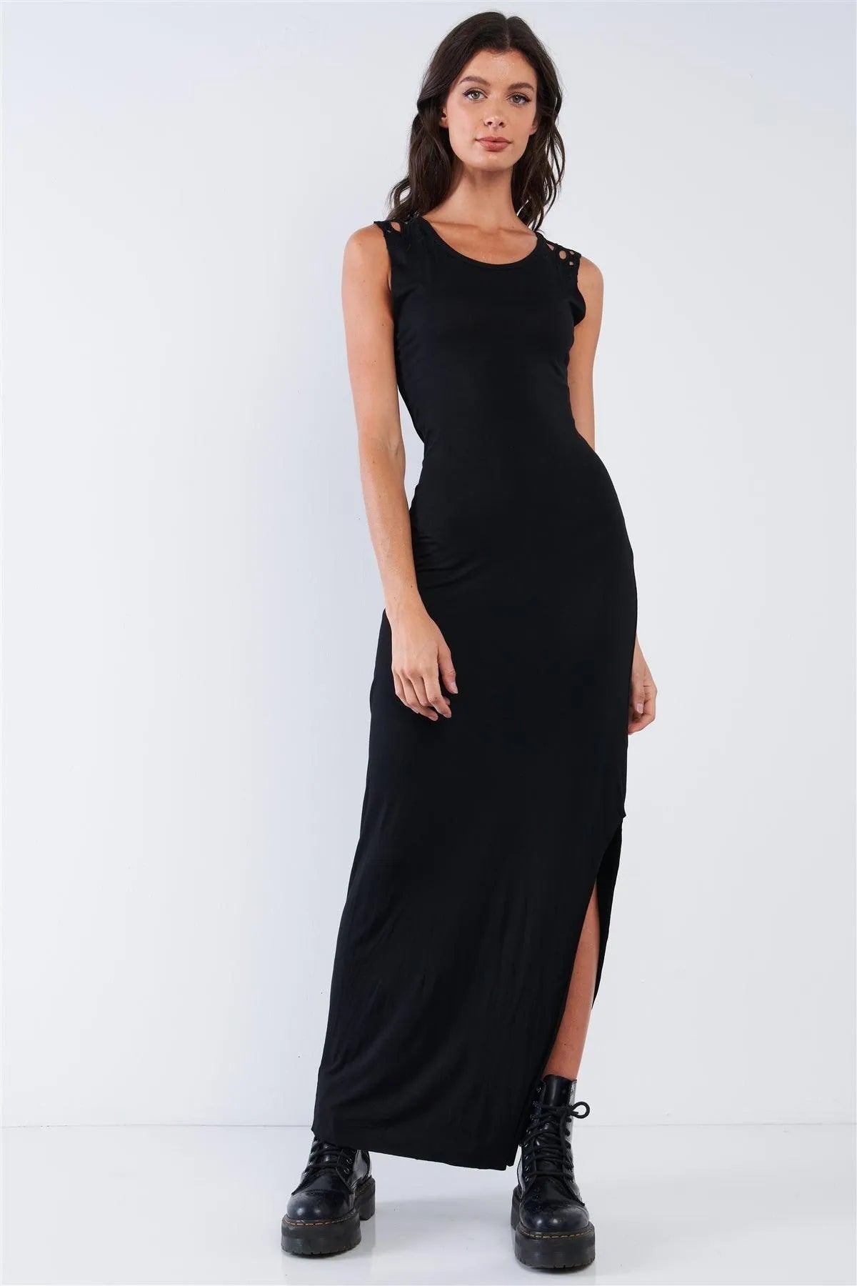 Comfy Soft Sleeveless Cookie Cutter Pattern Skin Tight Maxi Dress Comfy Soft Sleeveless Cookie Cutter Pattern Skin Tight Maxi Dress