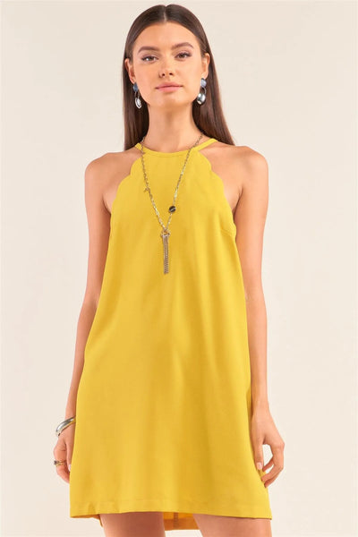 slim fit dress slacks EcoVero Halter Dress Sunflower Power main image 1