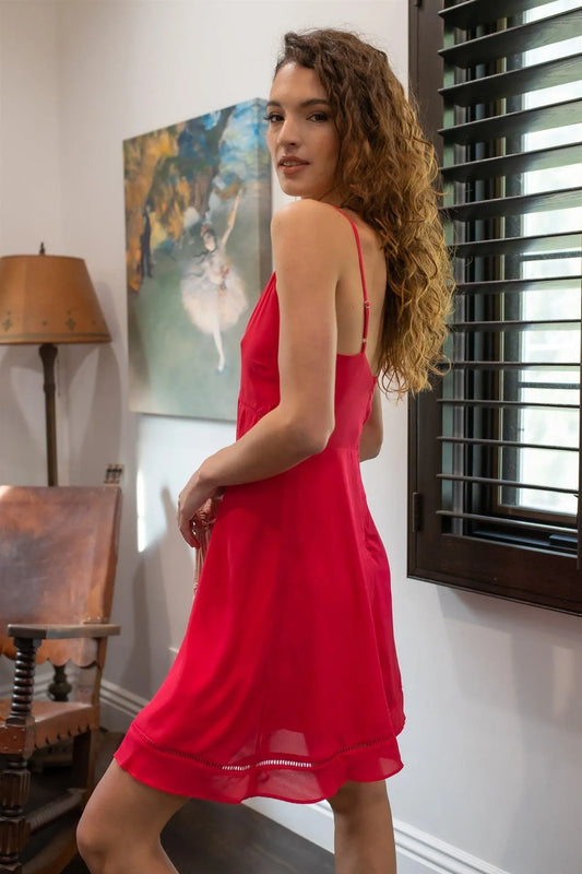 Fuchsia Embroidered Details Strappy Fitted Flare Mini Dress /2-2-2 - Tasha Apparel Wholesale