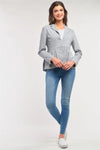 Grey Long Sleeve Open Front Flare Bottom Babydoll Jacket /1-1-2 - Tasha Apparel Wholesale