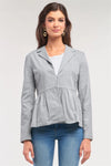 Grey Long Sleeve Open Front Flare Bottom Babydoll Jacket /1-2-2-1 - Tasha Apparel Wholesale