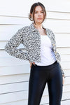 White & Black Cotton Leopard Print Cropped Denim Jacket /3-2 - Tasha Apparel Wholesale