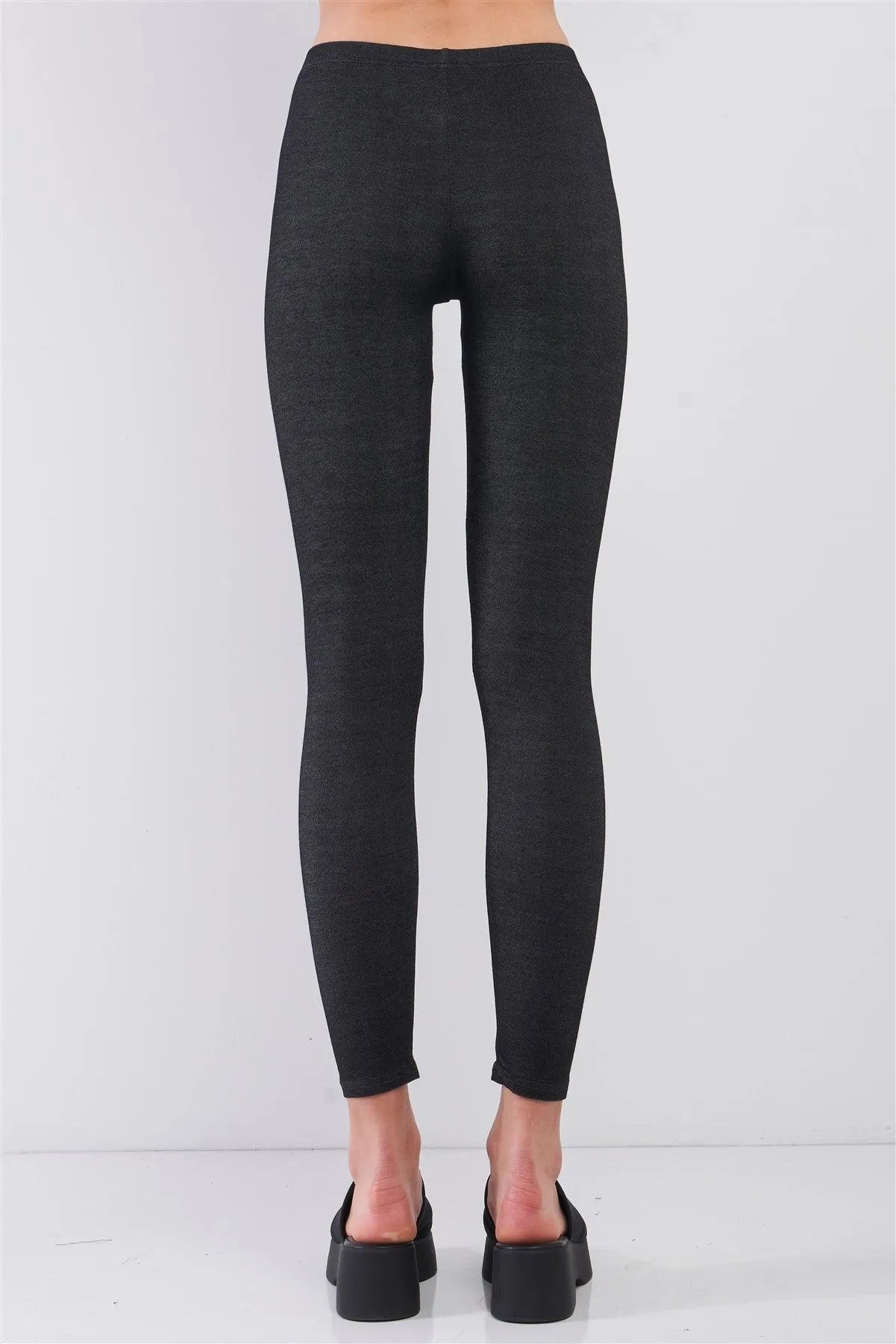 Washed Black Skinny Fit Yoga Workout Leggings - Tasha Apparel Wholesale