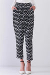 Zigzag Print High-Waisted Wrap Pegged Pants - Tasha Apparel Wholesale