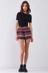 Berry Paisley Multi Print High Waist Summer Mini Shorts With Pockets /1-1-2-1 - Tasha Apparel Wholesale