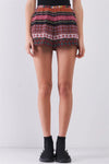 Berry Paisley Multi Print High Waist Summer Mini Shorts With Pockets /1-2-2-1 - Tasha Apparel Wholesale