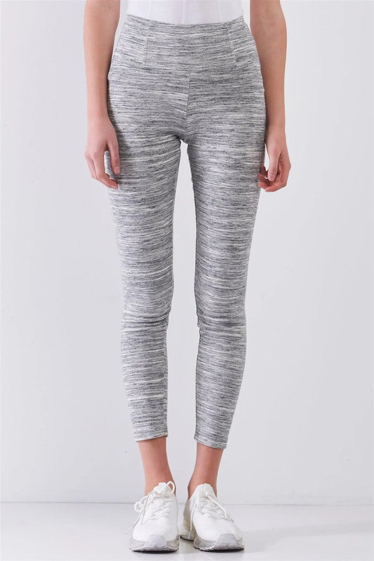 Heather Grey Basic High Waist Fit Yoga Stretchy Legging Pants /1-2-2-1 - Tasha Apparel Wholesale