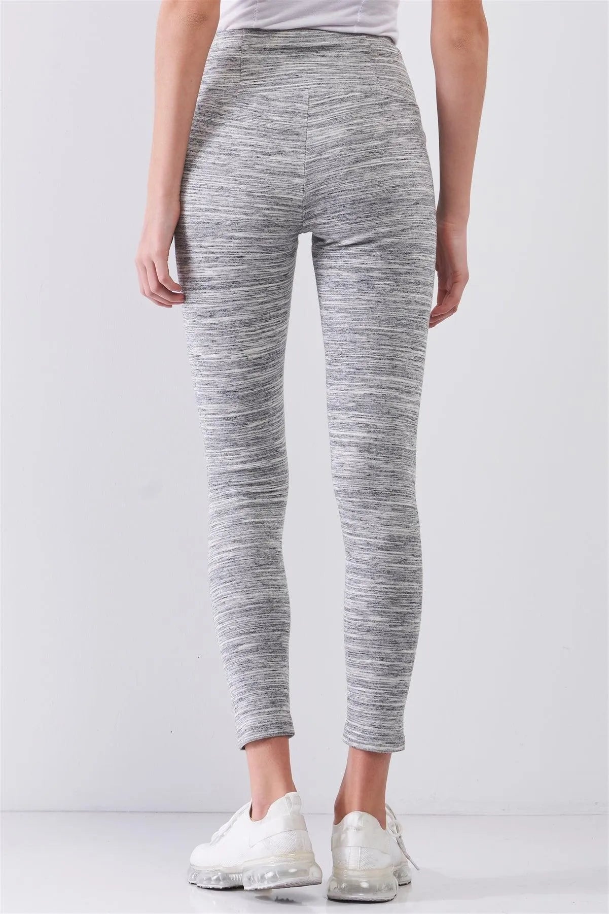 Heather Grey Basic High Waist Fit Yoga Stretchy Legging Pants /1-2-2-1 - Tasha Apparel Wholesale