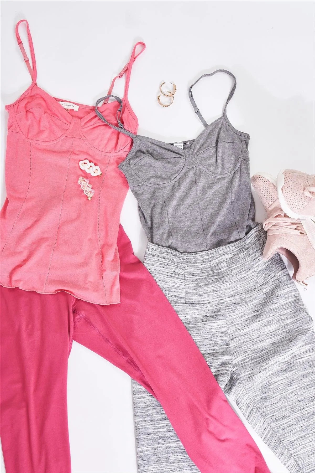 Heather Grey Basic High Waist Fit Yoga Stretchy Legging Pants /1-2-2-1 - Tasha Apparel Wholesale