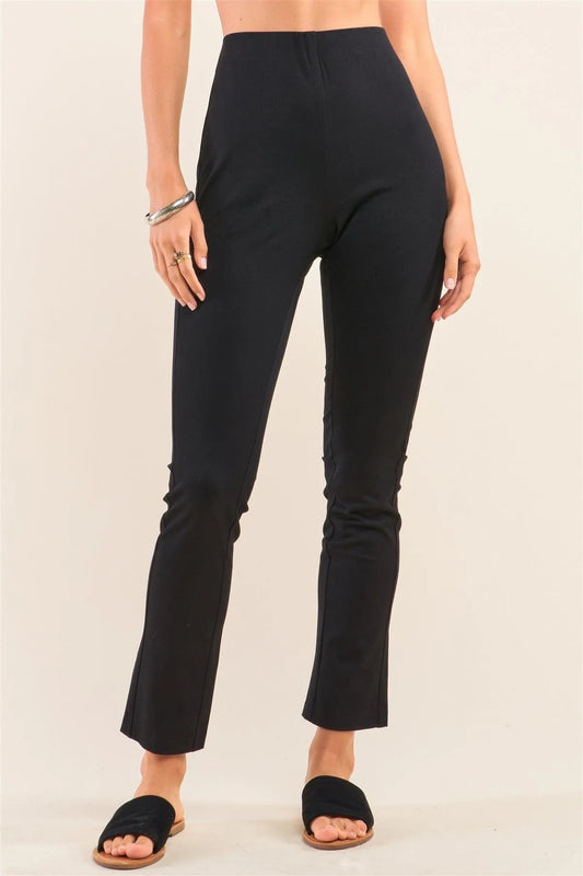 Black High Waist Fitted Ankle Length Pants /2-2-2 - Tasha Apparel Wholesale