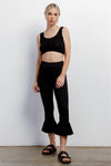 Black Retro High-Waisted Elastic Bell Leg Fitted Capri Pants /1-2-2 - Tasha Apparel Wholesale