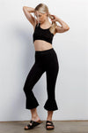 Black Retro High-Waisted Elastic Bell Leg Fitted Capri Pants /1-2-2-1 - Tasha Apparel Wholesale