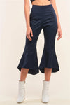 Navy Solid High Waisted Retro Bell Bottom Flare Pants /1-2-2-1 - Tasha Apparel Wholesale
