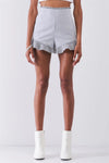 The Hamptons Vibe Blue & White Multi-Striped High Waist Ruffle Hem Mini Shorts /1-2-2-1 - Tasha Apparel Wholesale