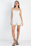White Stripe Cotton Sleeveless Romper /2-2-2 - Tasha Apparel Wholesale