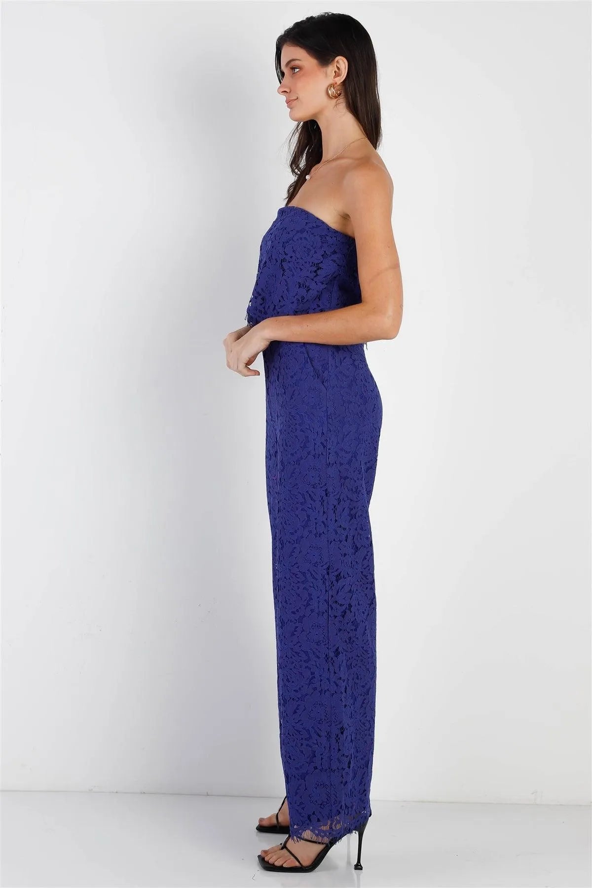 Cobalt Lace Sleeveless Wide Leg Jumpsuit /1-2-2-1 - Tasha Apparel Wholesale