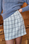 Cream & Black Checked Woolen High-Waisted Mini Skirt /1-1-3-2