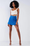 Blue Crochet High Waisted Lined Mini Skirt /1-2-2-1 - Tasha Apparel Wholesale