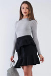 Black High Waist Tight Fit Twist Knot Detail Ruffle Hem Mini Skirt /1-1-3-1 - Tasha Apparel Wholesale