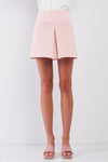 Blush Minimalistic High Waist Pleated Front Mini Skirt