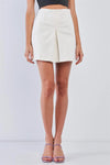 Ivory Minimalistic High Waist Pleated Front Mini Skirt /1-2-2-1 - Tasha Apparel Wholesale
